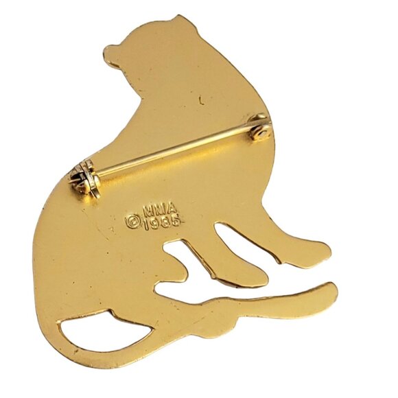 MMA Metropolitan Museum of Art Gold Tone Wild Cat, Leopard Brooch, Signed - Picture 4 of 7